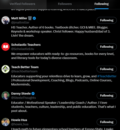 Example of People I am Following